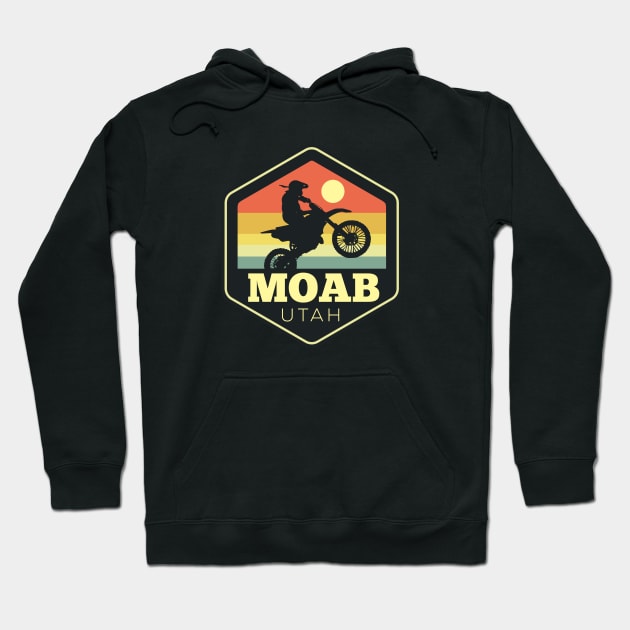 Moab Dirt Bike Hexagon Vintage Sunset Hoodie by DetourShirts